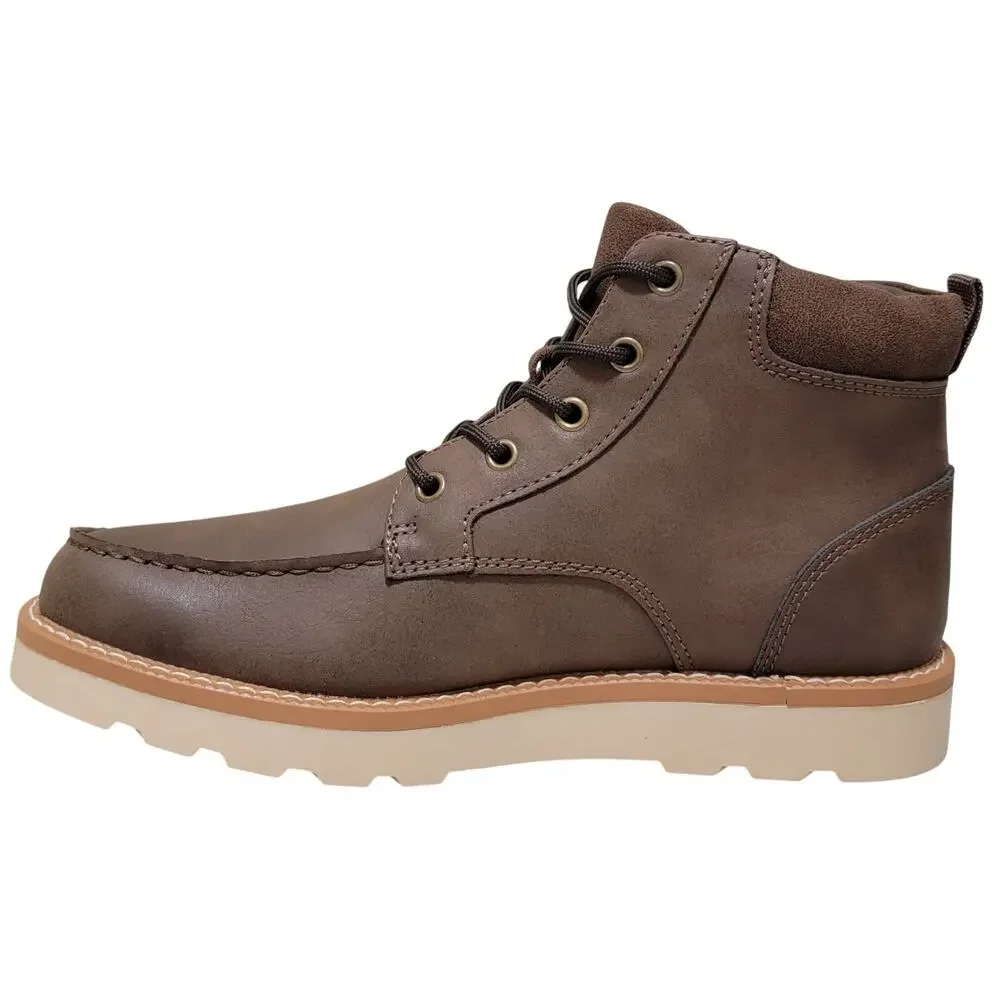 Club Room Men Clifton Moc Toe Combat Hiking Boots Size US 8M Brown Faux Leather